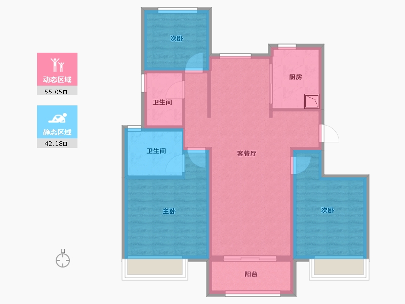 山东省-烟台市-中海锦城-86.40-户型库-动静分区