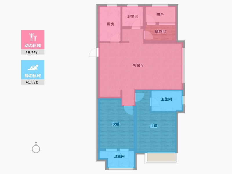 山东省-烟台市-天泰学府壹号-89.59-户型库-动静分区