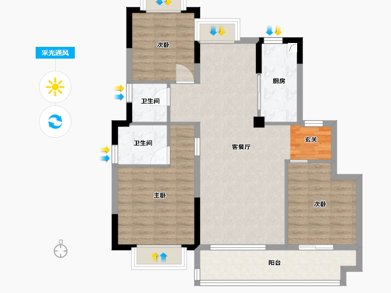 江西省-南昌市-绿滋肴绿梦・首府-86.40-户型库-采光通风