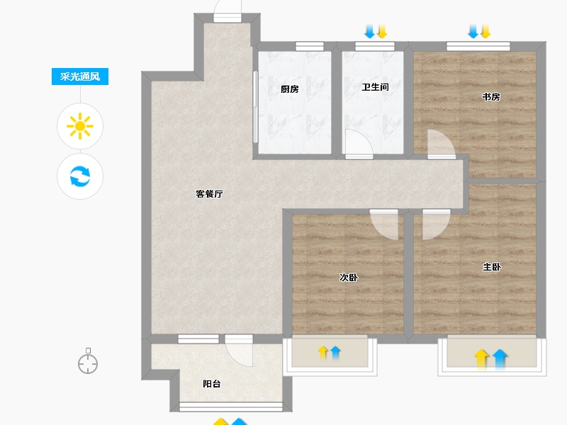 山东省-烟台市-天泰学府壹号-71.20-户型库-采光通风