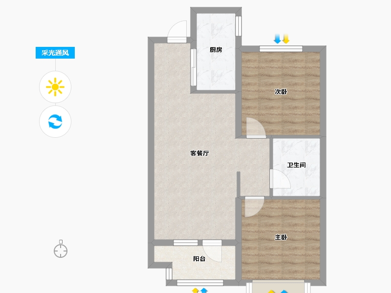 山东省-烟台市-天泰学府壹号-62.40-户型库-采光通风