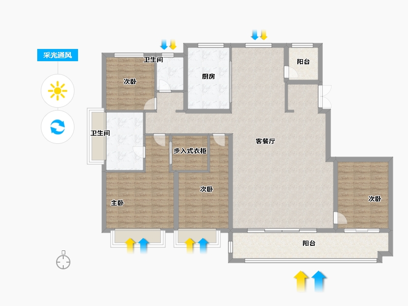 山东省-烟台市-万科翡翠长安-148.00-户型库-采光通风