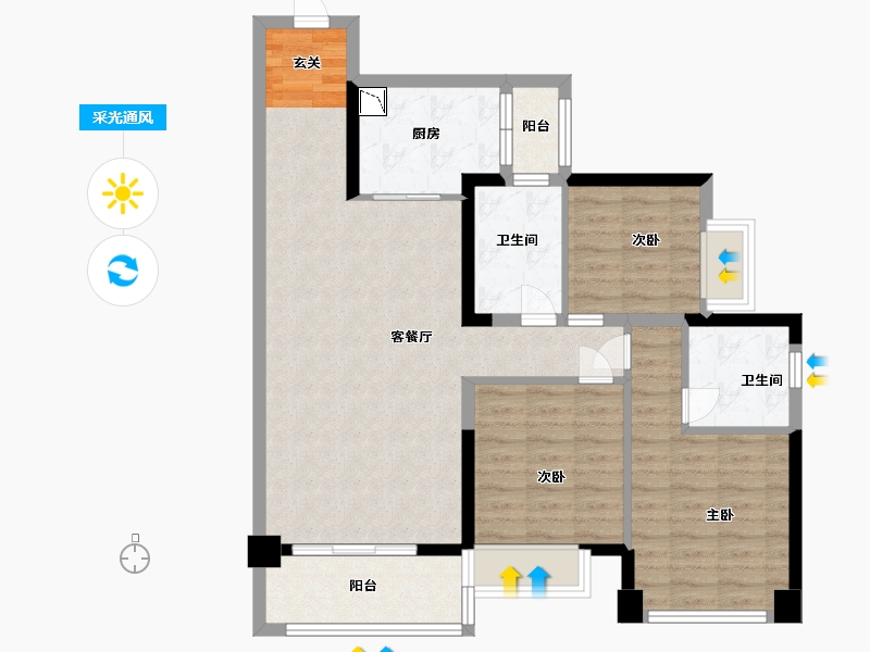 广东省-湛江市-吴川奥园冠军城-89.60-户型库-采光通风