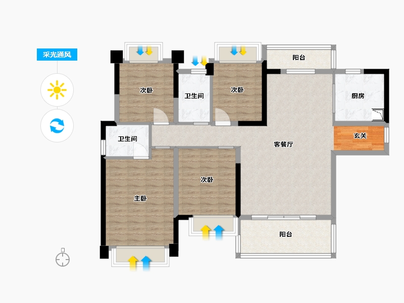 广东省-湛江市-吴川奥园冠军城-113.60-户型库-采光通风