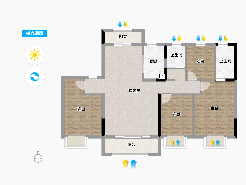 山西省-长治市-襄垣碧桂园-103.92-户型库-采光通风