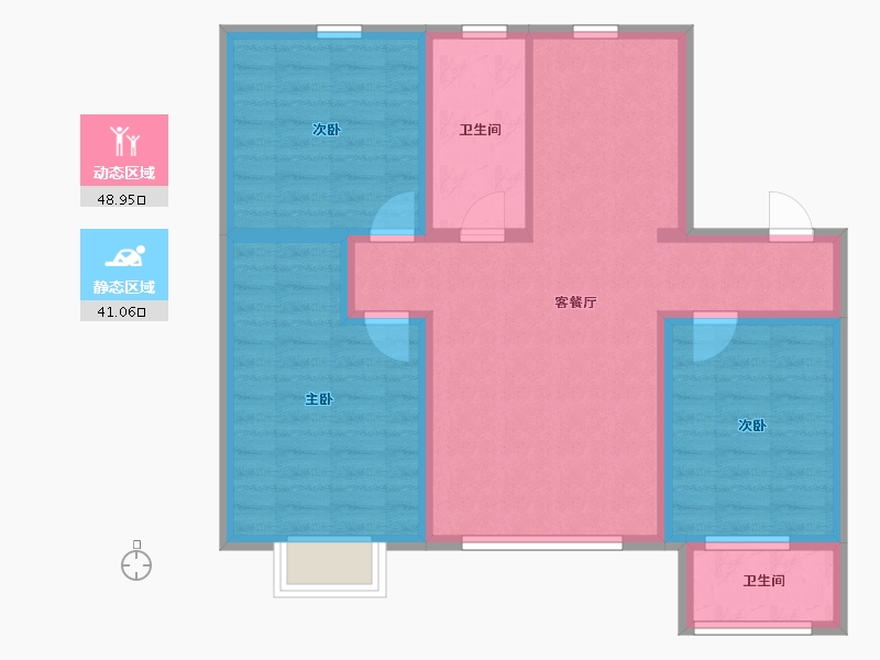 河北省-沧州市-合嘉 ・ 金域华城-80.00-户型库-动静分区