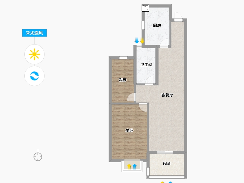 山东省-淄博市-淄博恒大御澜庭-68.00-户型库-采光通风