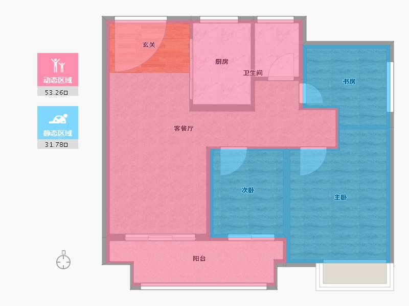 江苏省-扬州市-万科四季都会-76.80-户型库-动静分区