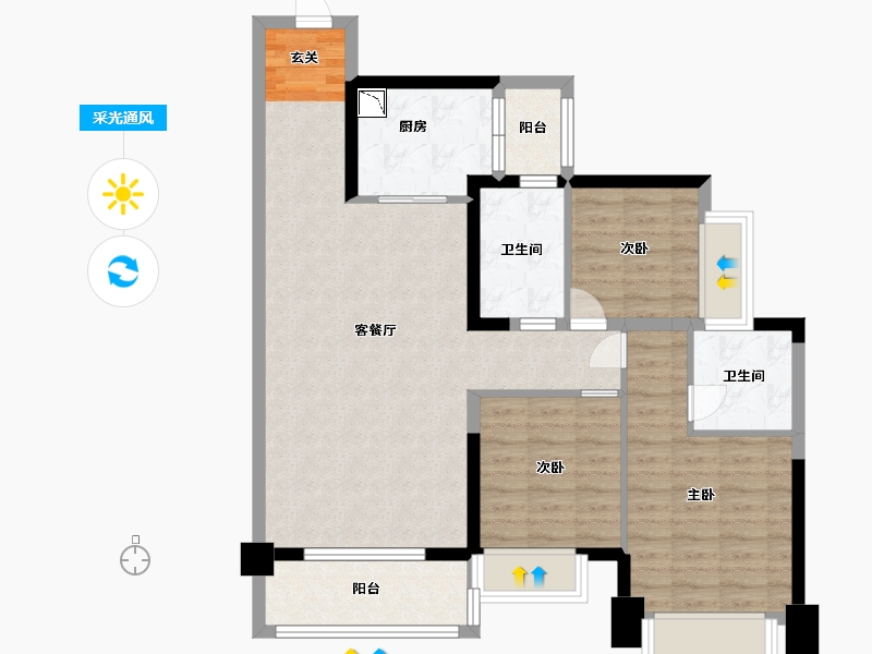 广东省-湛江市-吴川奥园冠军城-89.60-户型库-采光通风