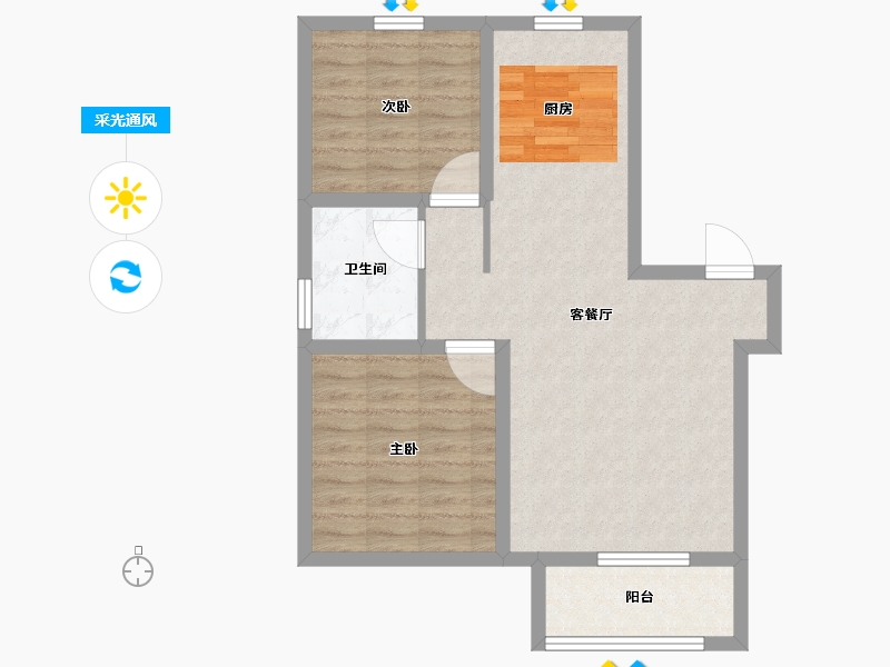 河北省-沧州市-合嘉 ・ 金域华城-68.00-户型库-采光通风