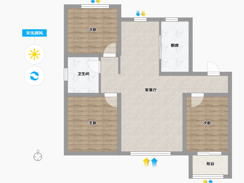 河北省-沧州市-合嘉 ・ 金域华城-84.00-户型库-采光通风