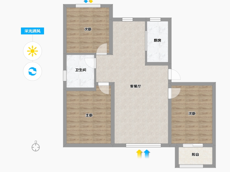 河北省-沧州市-合嘉 ・ 金域华城-84.00-户型库-采光通风