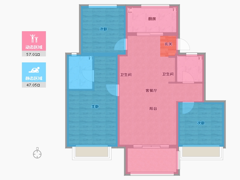 江苏省-扬州市-海信・鸿扬世家-93.25-户型库-动静分区