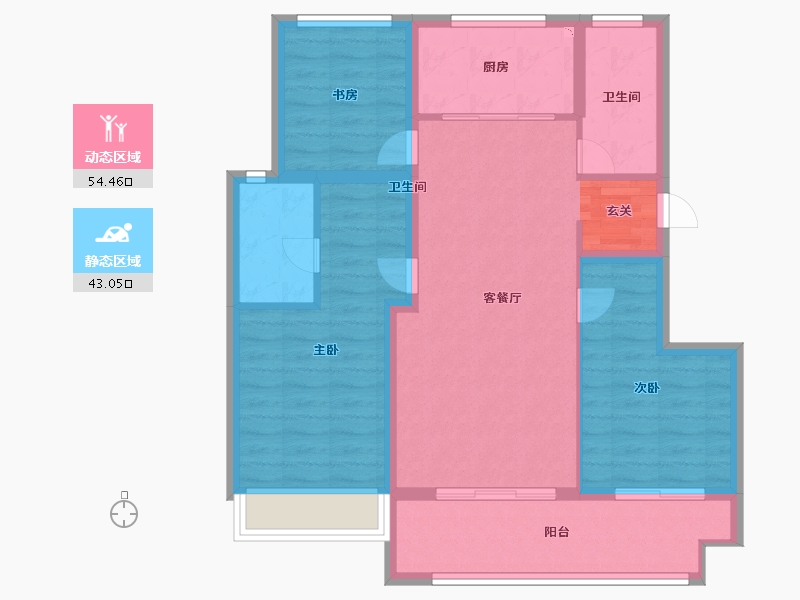 江苏省-扬州市-万科四季都会-87.24-户型库-动静分区