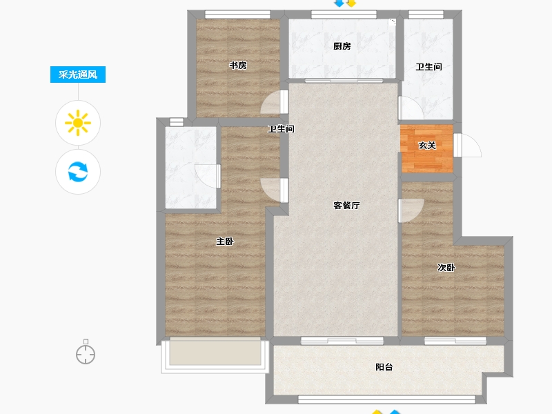 江苏省-扬州市-万科四季都会-87.24-户型库-采光通风