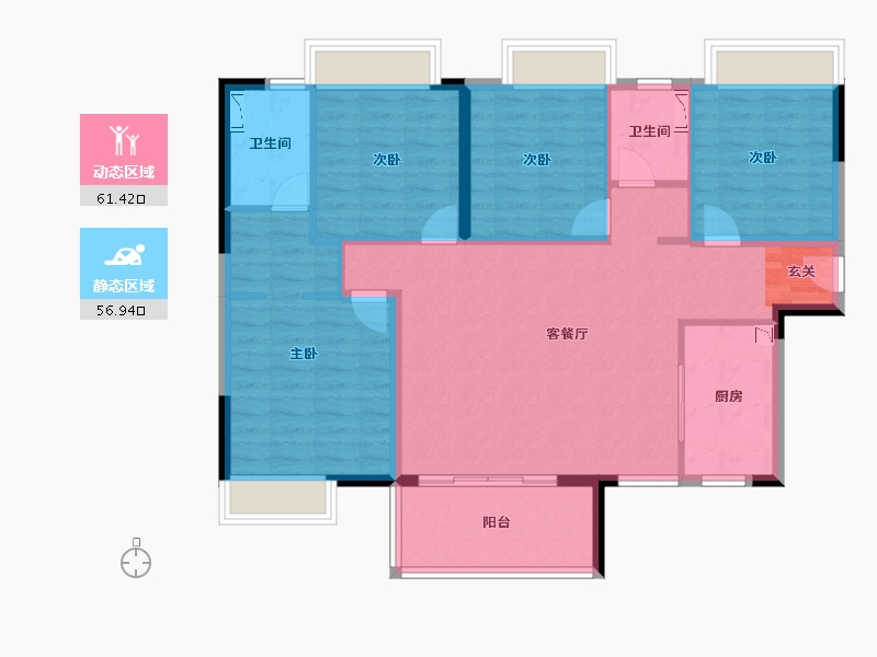 广东省-惠州市-保利云山堂悦-106.75-户型库-动静分区