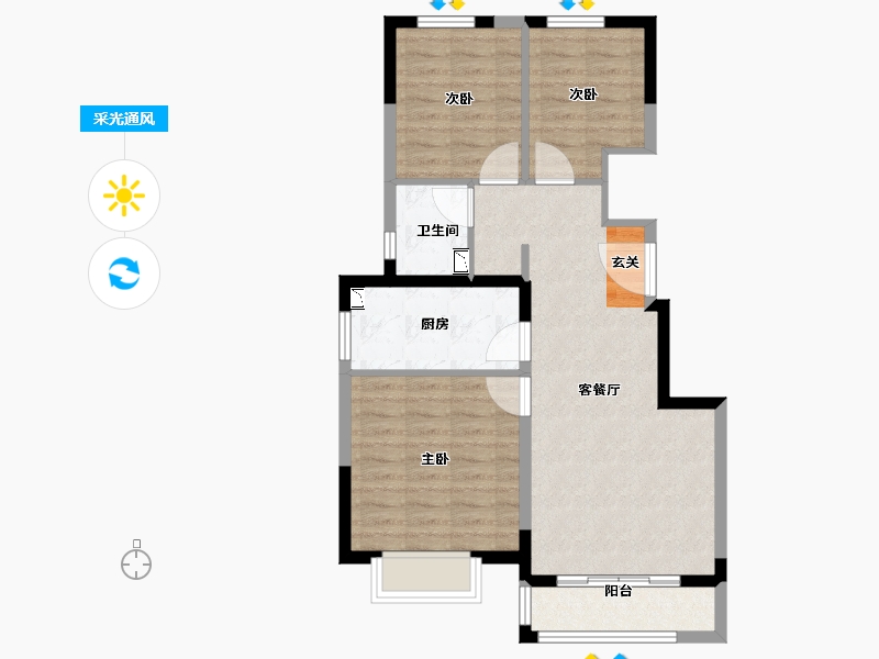 天津-天津市-城投华润理想之城-71.00-户型库-采光通风