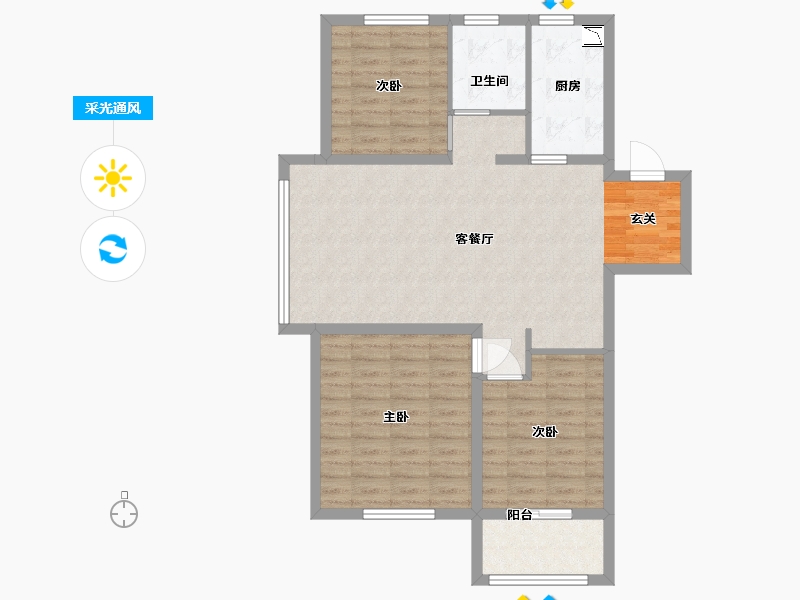 山东省-德州市-德达东建馨园-88.80-户型库-采光通风