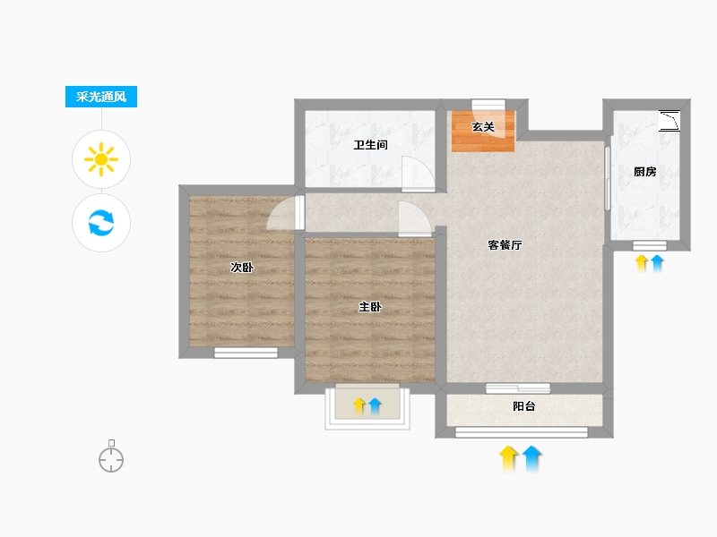 甘肃省-兰州市-天庆国际新城四期-58.61-户型库-采光通风