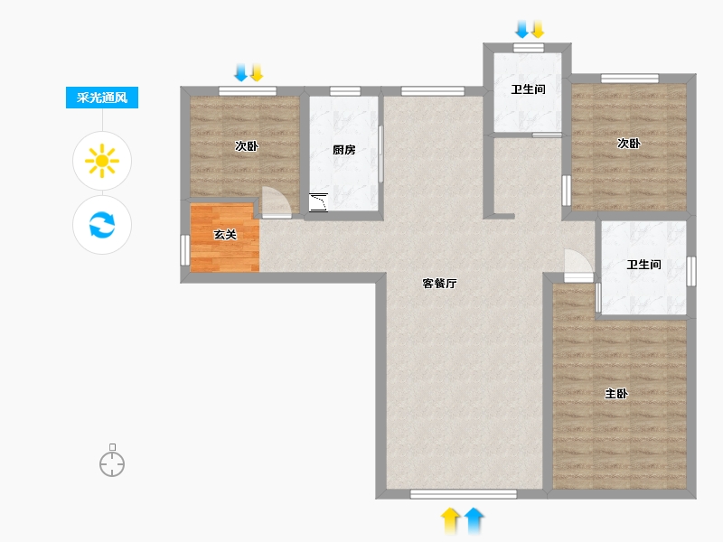 甘肃省-兰州市-天庆国际新城四期-100.81-户型库-采光通风