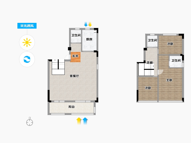 山东省-烟台市-碧桂园凤凰壹号院&凤凰中心-128.00-户型库-采光通风