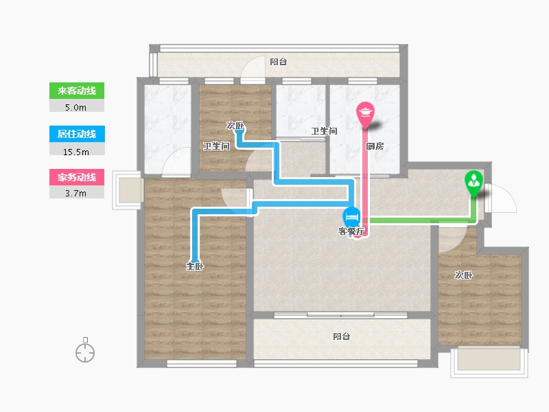 山东省-烟台市-万科翡翠长安-103.21-户型库-动静线