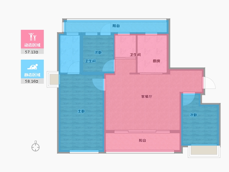 山东省-烟台市-万科翡翠长安-103.21-户型库-动静分区