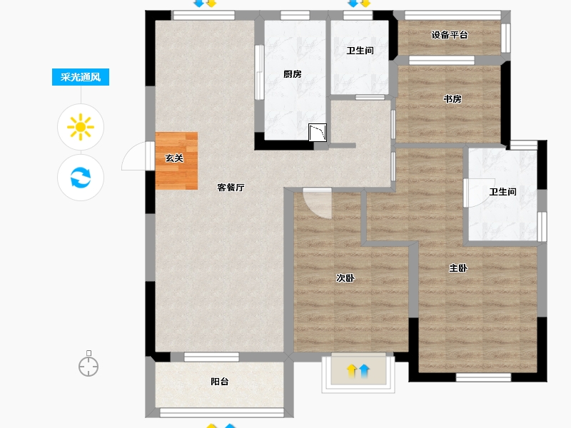 浙江省-绍兴市-宝龙金科杭越府-84.80-户型库-采光通风