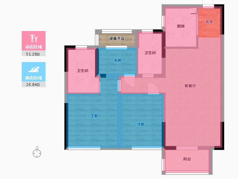 浙江省-绍兴市-宝龙金科杭越府-70.40-户型库-动静分区