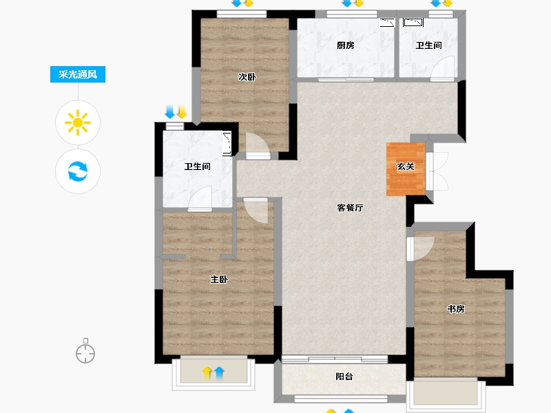 天津-天津市-中建玖棠府-92.00-户型库-采光通风