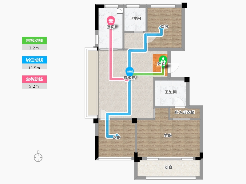 浙江省-宁波市-宁海桃源里-84.00-户型库-动静线