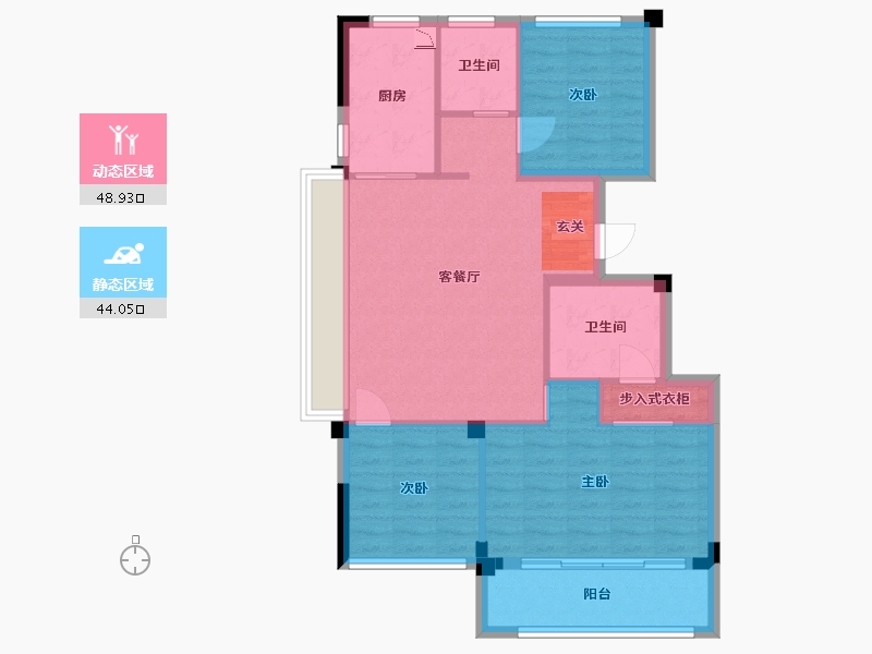 浙江省-宁波市-宁海桃源里-84.00-户型库-动静分区