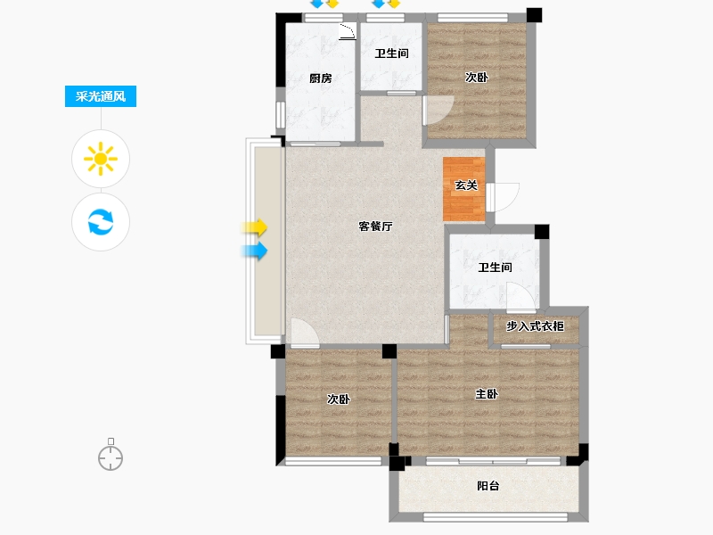 浙江省-宁波市-宁海桃源里-84.00-户型库-采光通风