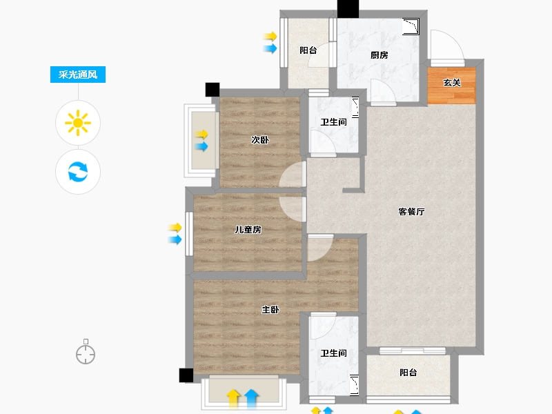 四川省-成都市-保利珑堂里院-78.58-户型库-采光通风