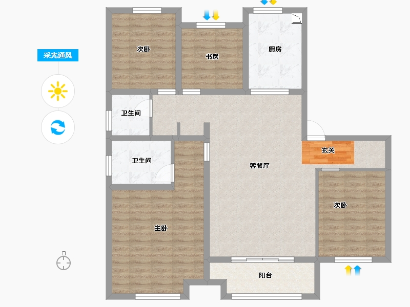 山东省-德州市-德达东建馨园-114.40-户型库-采光通风