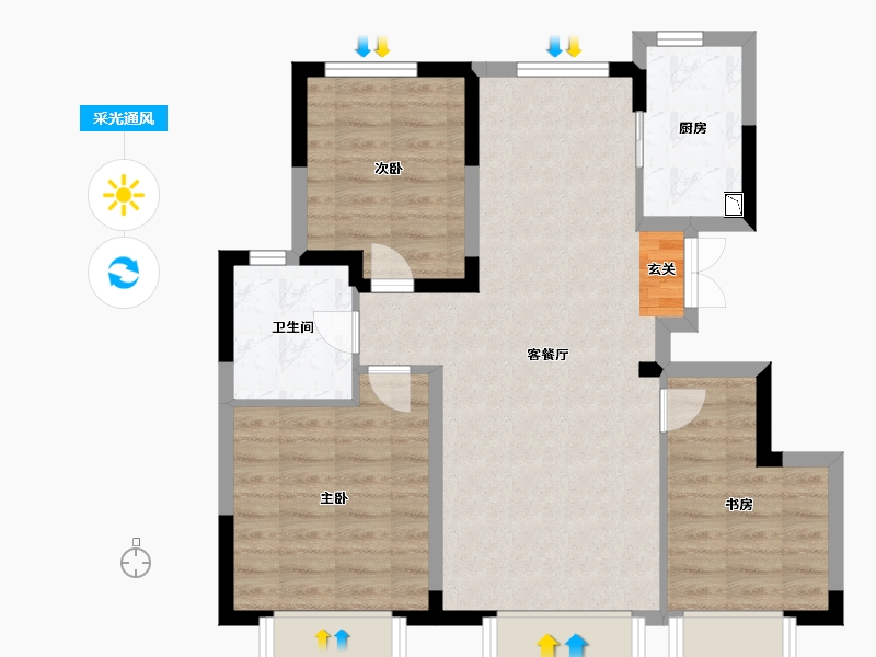 天津-天津市-中建玖棠府-76.00-户型库-采光通风