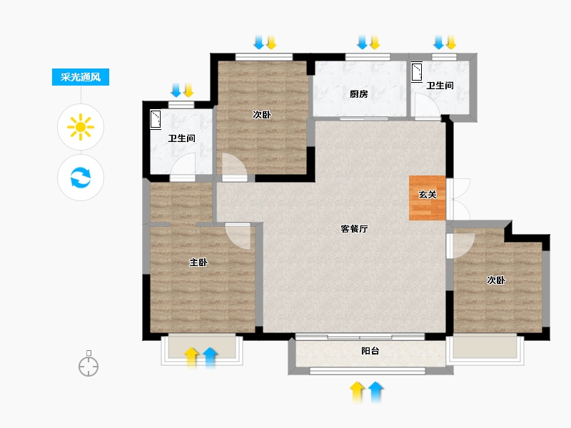 天津-天津市-中建玖棠府-100.00-户型库-采光通风