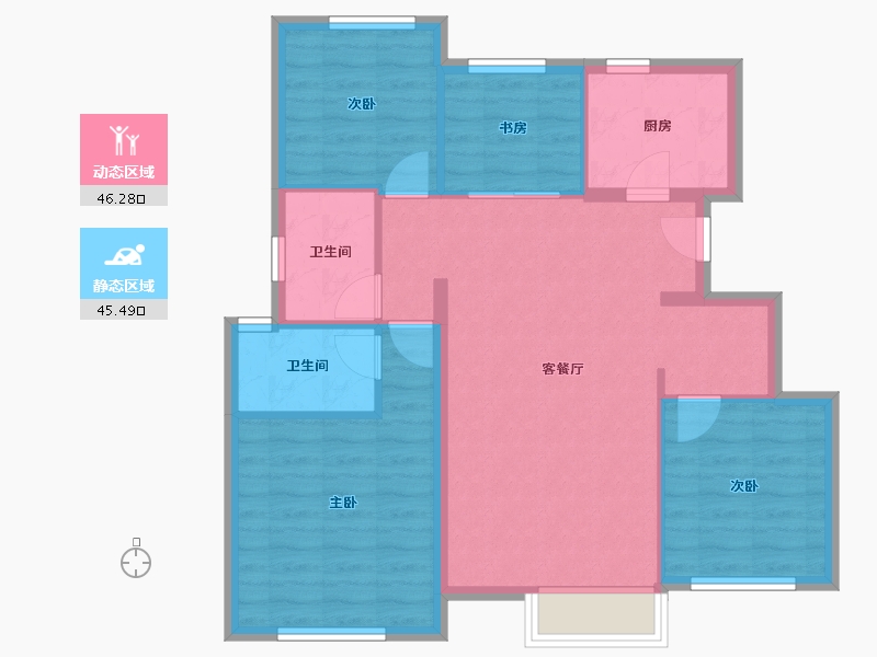 天津-天津市-中骏宸景湾-82.74-户型库-动静分区