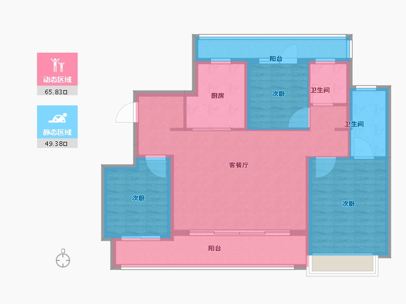 山东省-烟台市-万科翡翠长安-103.21-户型库-动静分区