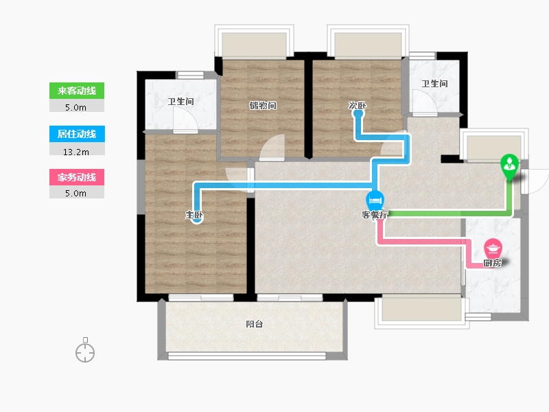 贵州省-贵阳市-万科翡翠公园-84.13-户型库-动静线