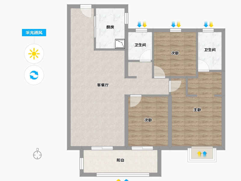 河南省-郑州市-和昌优地-90.79-户型库-采光通风