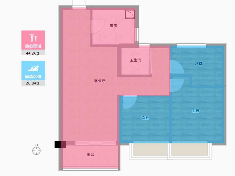 浙江省-丽水市-碧桂园黄金时代-63.30-户型库-动静分区