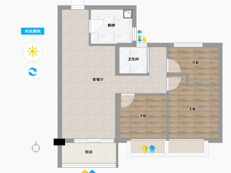 浙江省-丽水市-碧桂园黄金时代-63.30-户型库-采光通风