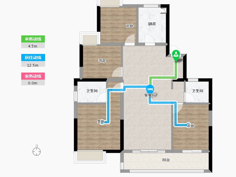 湖北省-武汉市-绿地美湖Model-96.04-户型库-动静线