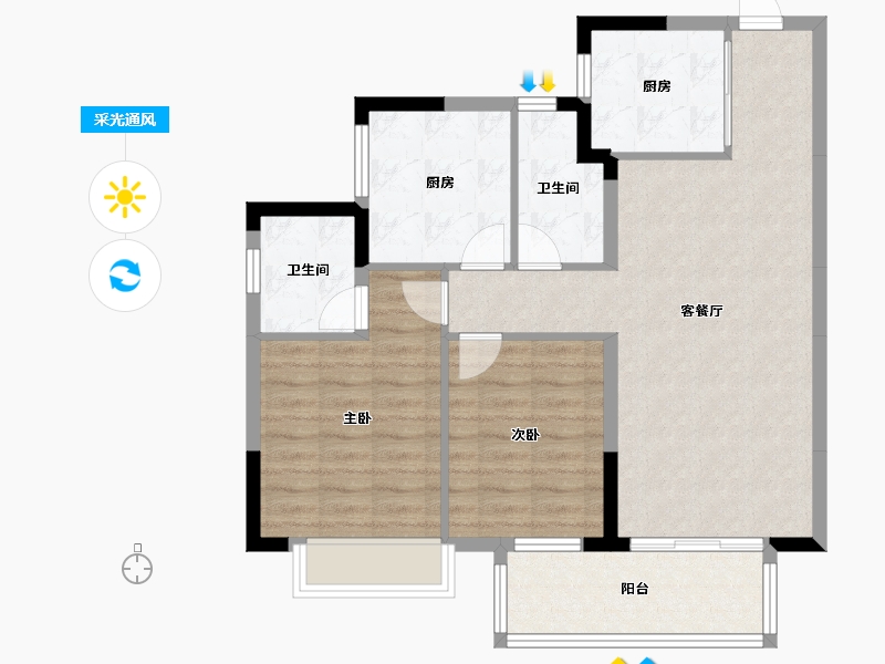 广西壮族自治区-南宁市-龙光天曜-83.60-户型库-采光通风