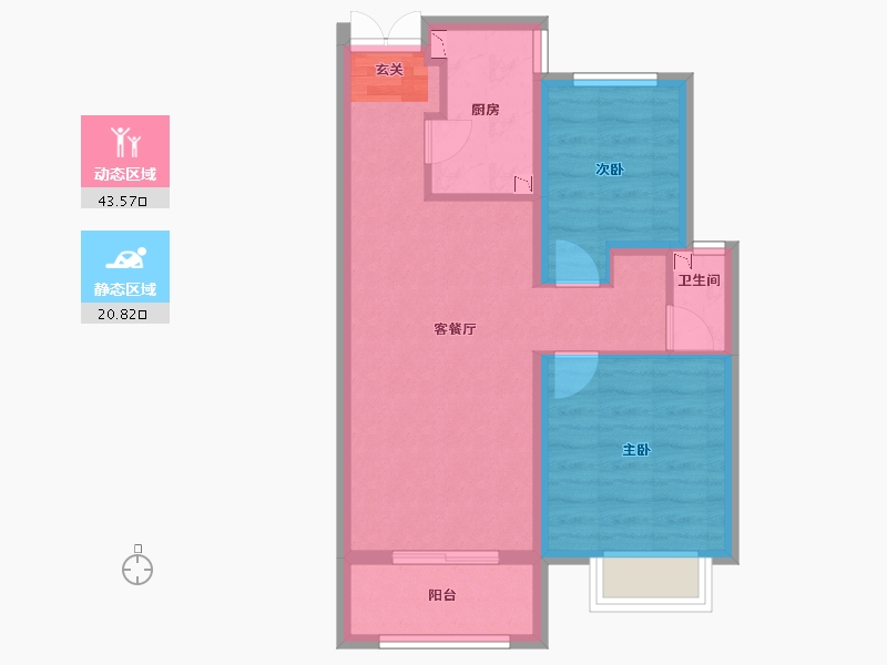 河北省-廊坊市-廊坊来康郡润德院-56.78-户型库-动静分区