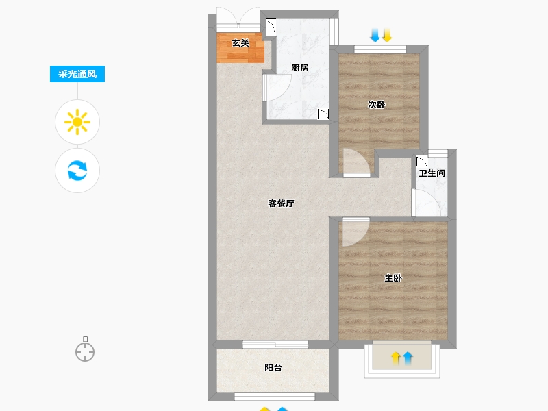 河北省-廊坊市-廊坊来康郡润德院-56.78-户型库-采光通风