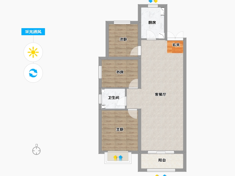 河北省-廊坊市-廊坊来康郡润德院-73.24-户型库-采光通风