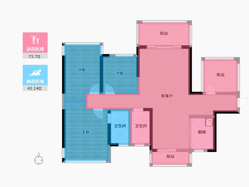 广西壮族自治区-南宁市-武鸣彰泰滨江学府-102.74-户型库-动静分区