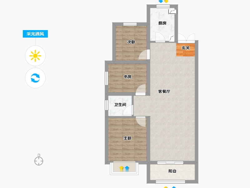 河北省-廊坊市-廊坊来康郡润德院-73.10-户型库-采光通风